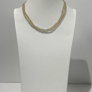 Citrine Beaded Necklace - 16-18" Double Strand - Faceted Sterling Silver Toggle Clasp