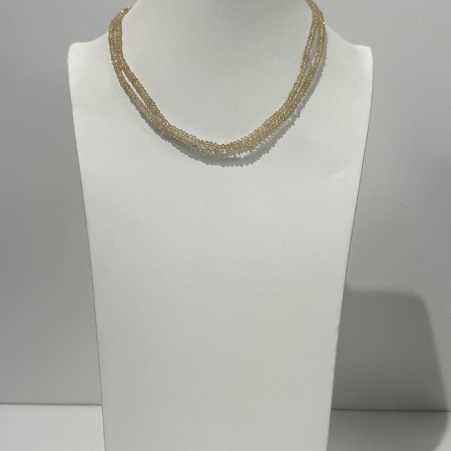 Citrine Beaded Necklace - 16-18" Double Strand - Faceted Sterling Silver Toggle Clasp