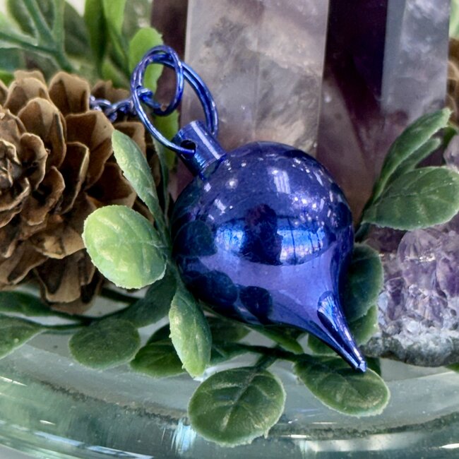 Metal (Dark Blue) Pendulums - Round Sephoroton Dowsing Divination Dark Blue Chain