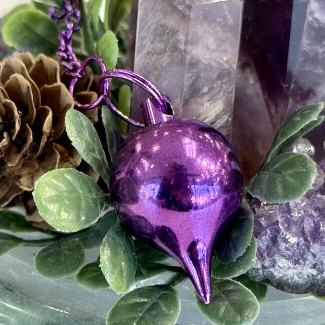 Metal (Purple) Pendulums - Round Sephoroton Dowsing Divination Purple Chain