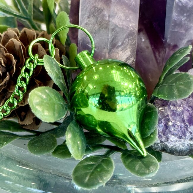 Metal (Green) Pendulums - Round Sephoroton Dowsing Divination Green Chain
