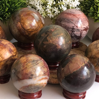 Cherry (Red) Creek Jasper Spheres Orb Globe - 40mm