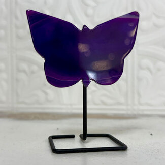 Purple Agate (Dyed) Butterfly on Metal Pin Stand - 3-4"