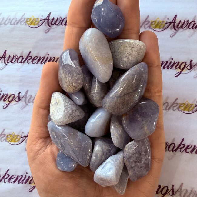 Blue Chalcedony & Moss Agate - Tumbled