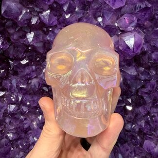 Aura Rose Quartz Skull XL