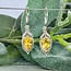 Citrine Earrings - Teardrop Pear Dangle Faceted Decorated Bezel Set - Sterling Silver