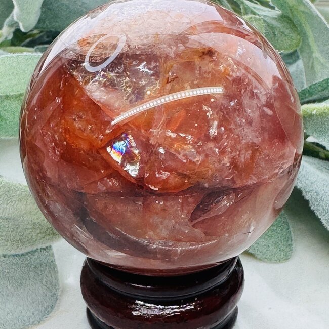Fire Quartz (Red Hematoid) Sphere Orb (AAA Grade) (Star Inclusion) - 65-70mm