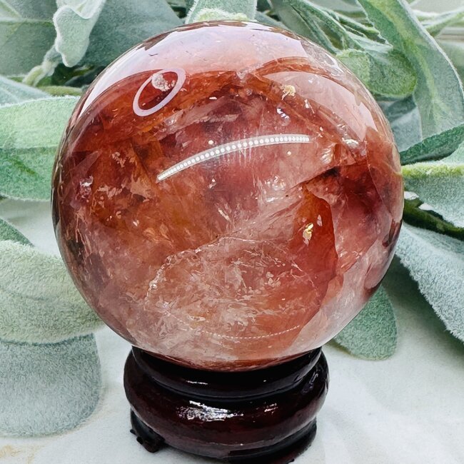 Fire Quartz (Red Hematoid Ferruginous) Sphere Orb (AAA Grade) (Star Inclusion) - 65-70mm