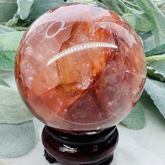 Fire Quartz (Red Hematoid) Sphere Orb (AAA Grade) (Star Inclusion) - 65-70mm