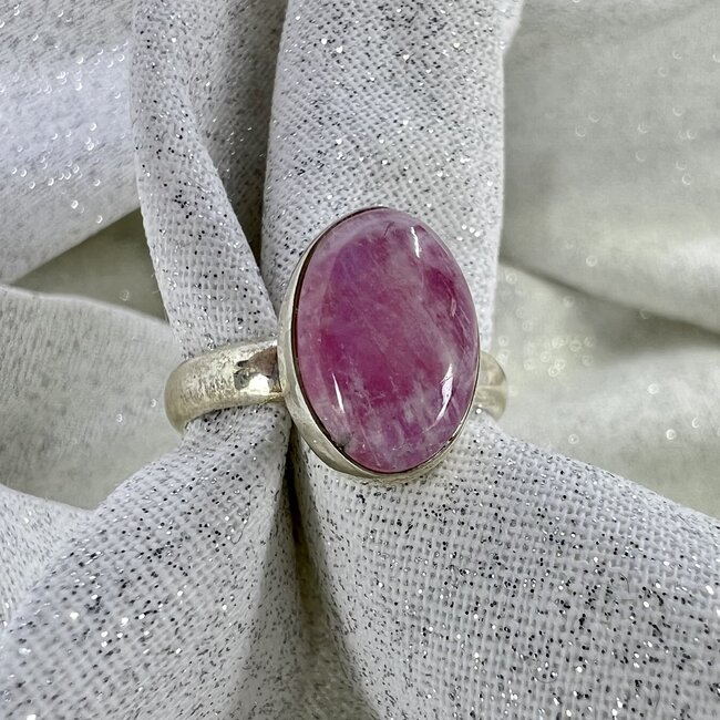 Pink Moonstone Rings - Size 7 Oval Bezel Set - Sterling Silver