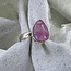 Pink Moonstone Rings - Size 6 Teardrop Pear Bezel Set - Sterling Silver