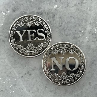 Coin Yes No - Mystical Flip Answer Silver Metal In Case - Divination Tool