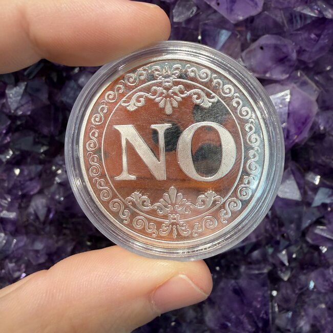 Coin Yes No - Mystical Flip Answer Silver Metal In Case - Divination Tool