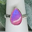 Pink Moonstone Rings - Size 6 Teardrop Pear Bezel Set - Sterling Silver