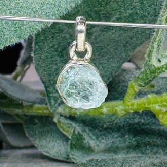 Aquamarine Pendants - Rough Bezel Set - Sterling Silver Raw Natural