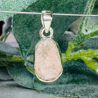 Rose Quartz Pendants - Rough Bezel Set - Sterling Silver Raw Natural