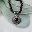 Garnet Necklace - 4mm Beaded Round Medallion Pendant - Sterling Silver
