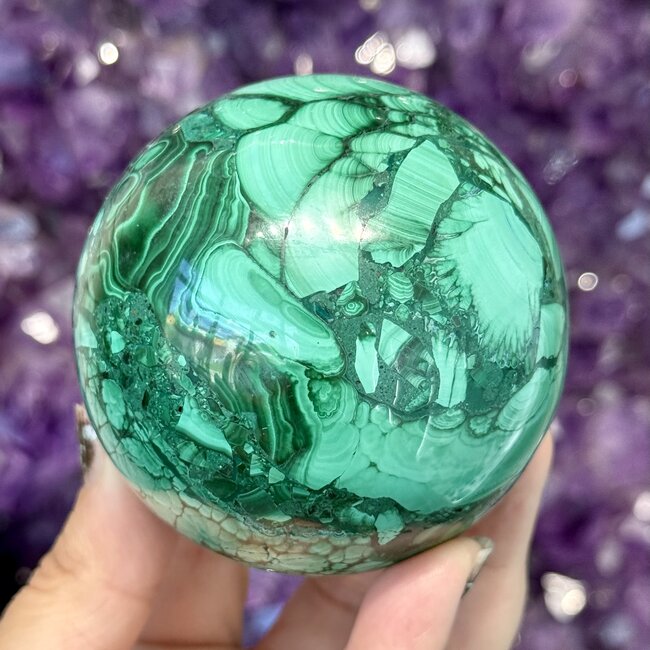 Malachite Spheres Orb - 70mm Specimen