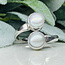 Pearl Rings - Size 10-12 (Adjustable) Two Stoned Bezel Set - Sterling Silver