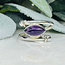 Amethyst Rings - Size 8 Marquise Bezel Set Double Band - Sterling Silver