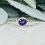 Amethyst Rings - Size 7 Round Faceted Bezel Set - Braided Band Sterling Silver