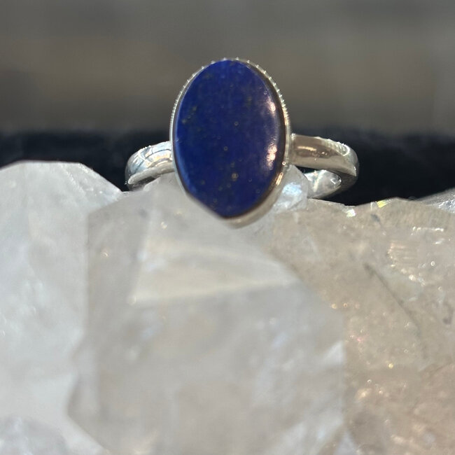 Lapis Lazuli Rings - Size 6 Oval #2 Bezel Set - Sterling Silver