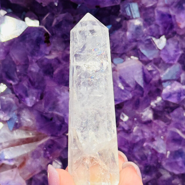 Clear Crystal Quartz Faceted Towers Points Generators - Medium 2-4" Rainbows