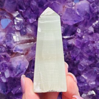 Pistachio Green Calcite Obelisk - Tower Point Generator Small ( 3")