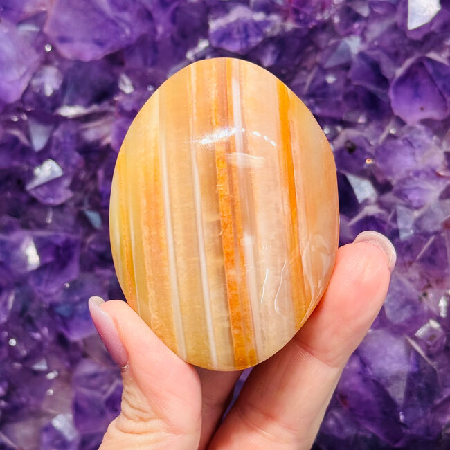 Banded Carnelian Palm Pocket Pillow Stone - Large