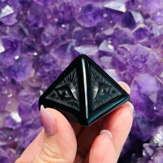 Black Obsidian Eye Pyramids - Medium 1.5" Evil Eye