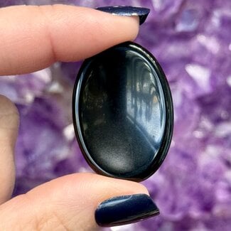 Black Obsidian Worry (Thumb Fidget Relaxation Pocket) Stones - Medium Oval