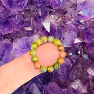 Unakite Jasper Rings - Adjustable Beaded Stretch Gemstone