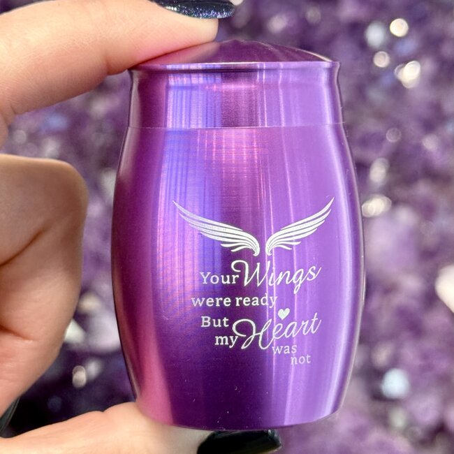 Urn Engraved "Your Wings" - Purple Cremation