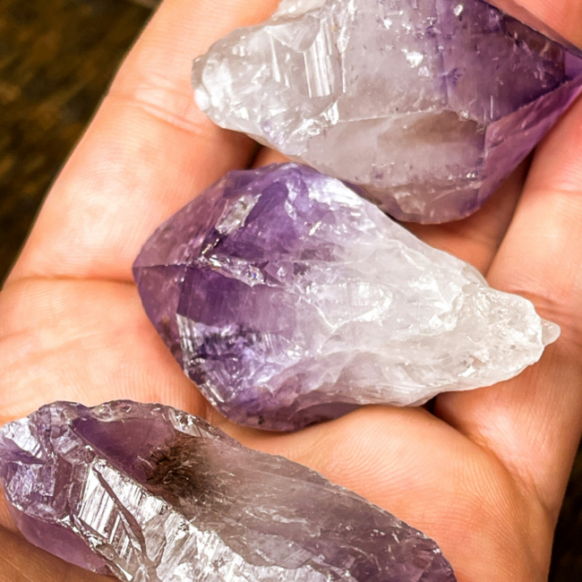 Dark Amethyst Point (Dragons Tooth Teeth Root Elestial ) - Medium Rough Raw Natural