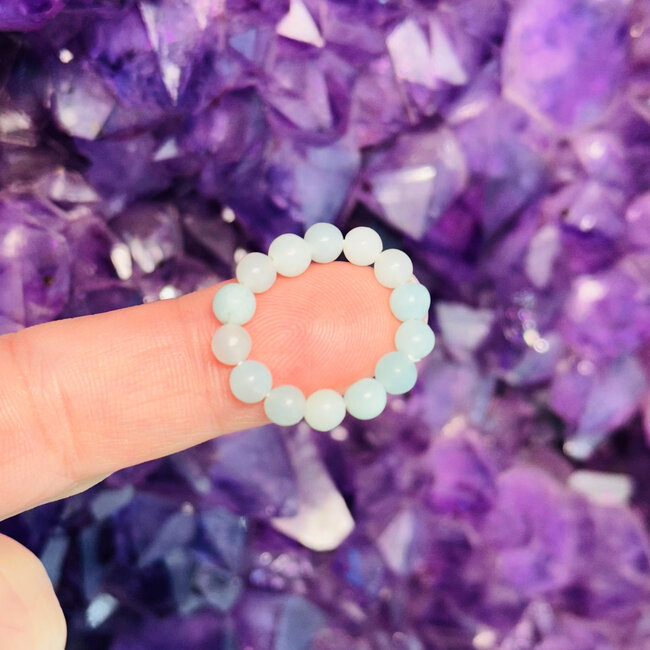 Amazonite Rings - Adjustable Beaded Stretch Gemstone