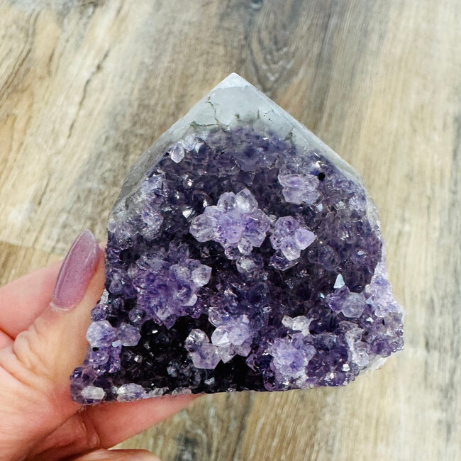 Amethyst Druzy - Pointed Flat Cut Base  2-3" - Rough Raw Natural