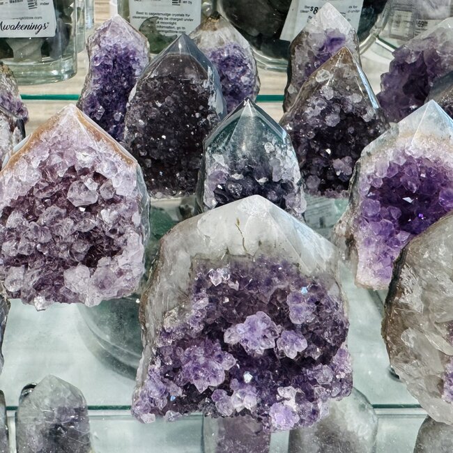 Amethyst Druzy - Pointed Flat Cut Base  2-3" - Rough Raw Natural