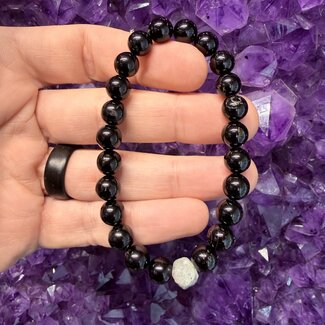 Black Tourmaline w/12mm Russian Phenakite Bead Bracelets - 8mm