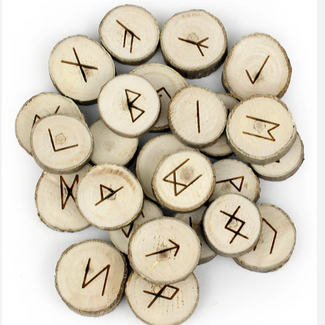 Wood Runes Set - Velvet Bag Divination Tool Elder Futhark Casting Nordic