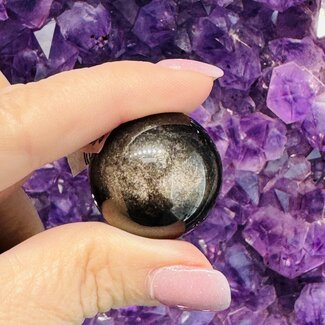 Silversheen (Silver Sheen) Obsidian Sphere Orb - 25mm