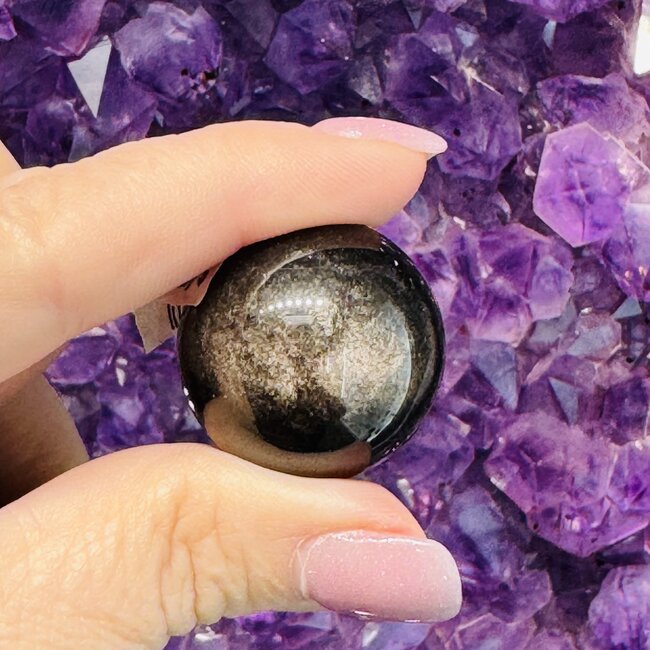 Silversheen (Silver Sheen) Obsidian Sphere Orb - 25mm