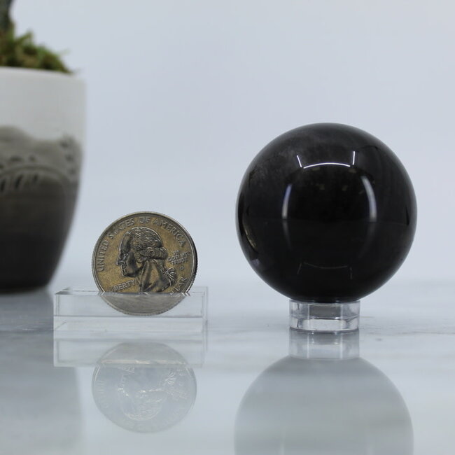 Silversheen (Silver Sheen) Obsidian Orb Sphere - 30mm