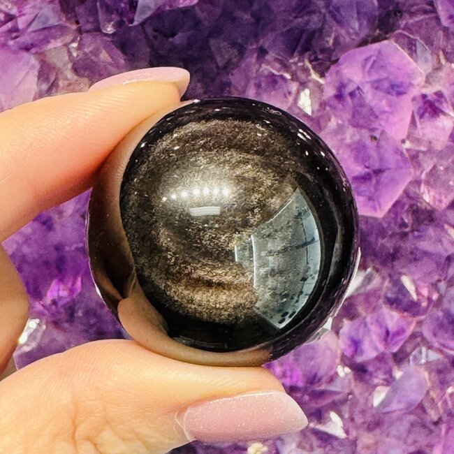 Silversheen (Silver Sheen) Obsidian Sphere Orb - 35mm