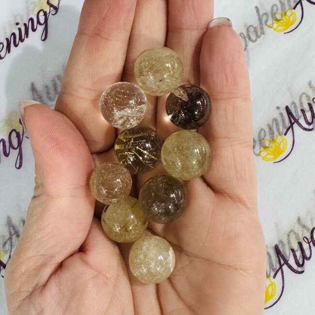 Gold (Golden Rutile Angel Venus Hair) Rutilated Quartz (AAA Grade) - Sphere Orb (10 -15mm)