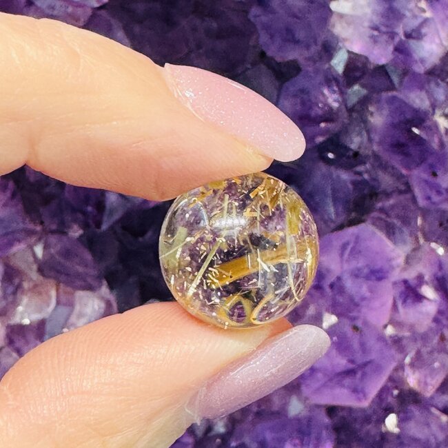 Gold (Golden Rutile Angel Venus Hair) Rutilated Quartz (AAA Grade) - Sphere Orb (10 -15mm)