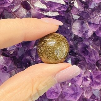 Gold (Golden Rutile Angel Venus Hair) Rutilated Quartz Sphere Orb (AAA Grade) - 15-20mm with Stand