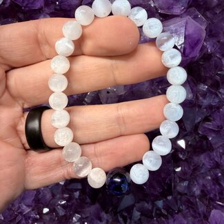 Selenite w/AAA Grade Blue Sapphire 10mm Bead Bracelets - 8mm
