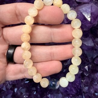 Golden Selenite (Satin Spar Gypsum) w/ 9mm Blue Richterite Bracelets - 8mm