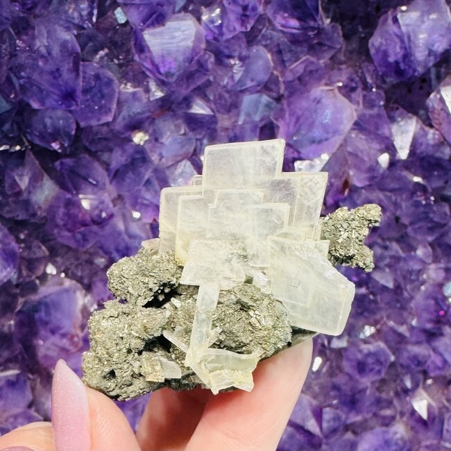 Blue Barite on Pyrite Medium Natural Rough Raw