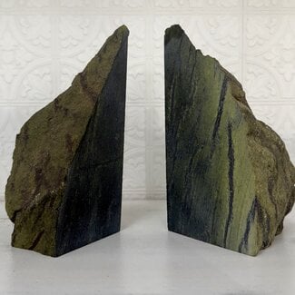 Serpentine Bookends Book Ends - XL Pair/Set - (8") - Rough Raw Natural